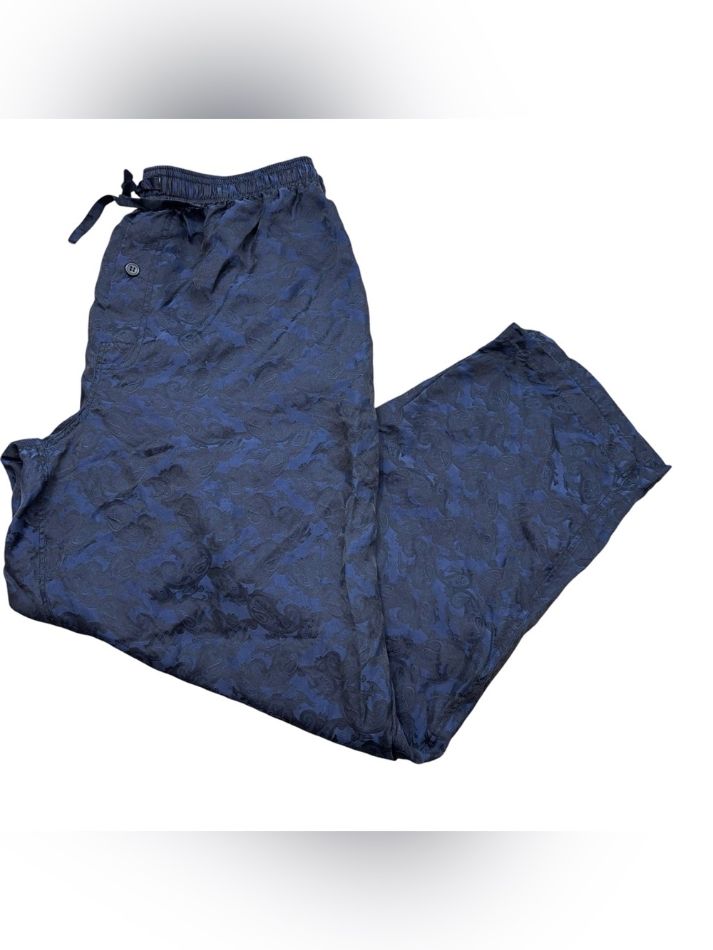 Mens Intimo Lux Brand 100% Silk Pajama Lounge Pants Blue Black Size Medium